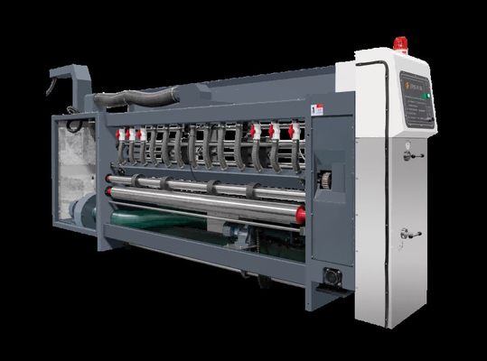 Todos controlados por computador G6-0920 Cartão corrugado Pressão livre Estrutura de alimentação Estrutura de borda de chumbo Transferência de vácuo 4 Impressora a cores + Slotter + Cutter Die + Vibrator + Stacker